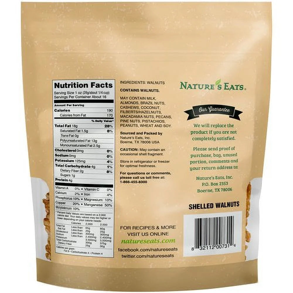 Sodium free Nature's Eats Shelled Walnuts 16.0 OZ