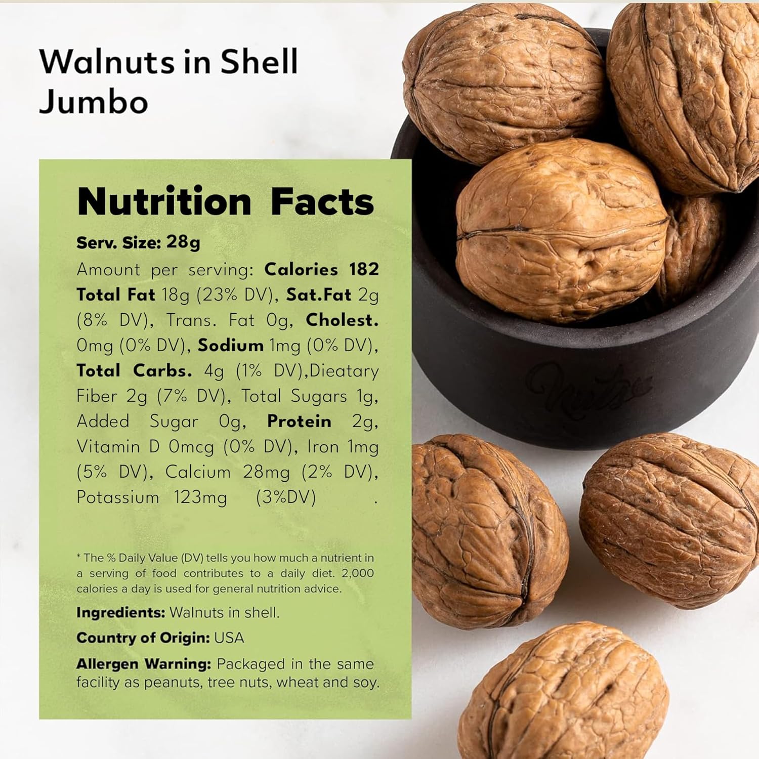 Walnuts In Shell Grown and Packed in California Chandler Variety Fresh Buttery Taste and Easy to Crack Non-GMO and Raw Walnuts in Resealable Bags (1 LB)