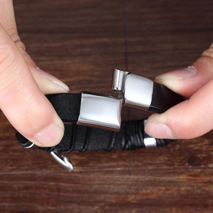 Men’s Classic Cross Leather Bracelet - Jeglowstore