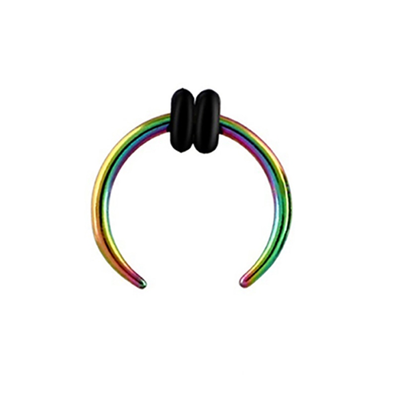 1pc Surgical Steel OX Horn Vintage Nose Septum Ring Hoop Ear Clicker Horseshoe Ear Taper Piercing Earring Body Jewelry 16G & 14G
