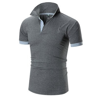 Summer thin short-sleeved men embroidered deer Polo shirt casual fashion stitching men T-shirt
