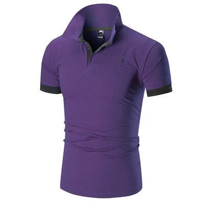 Summer thin short-sleeved men embroidered deer Polo shirt casual fashion stitching men T-shirt