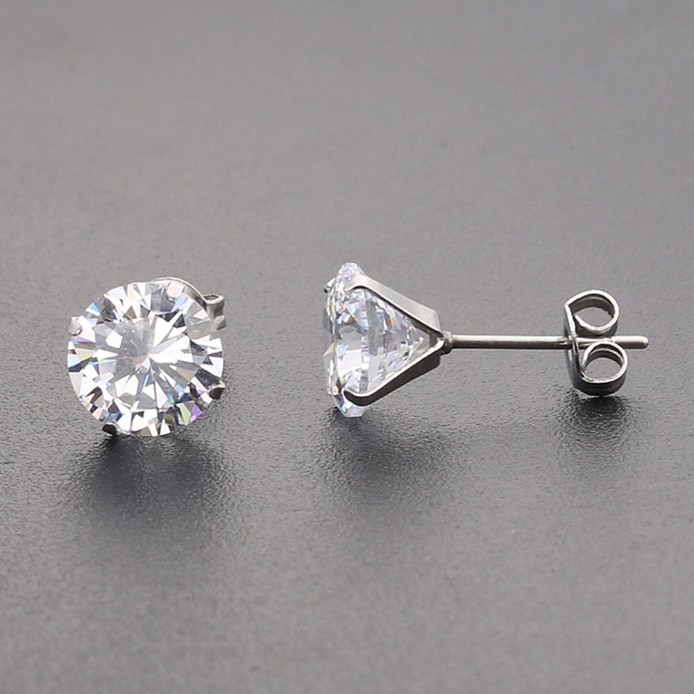 1 Pair Medical Stainless steel Ear Studs Earrings For Women 4 Prong Tragus Cartilage Piercing Jewelry