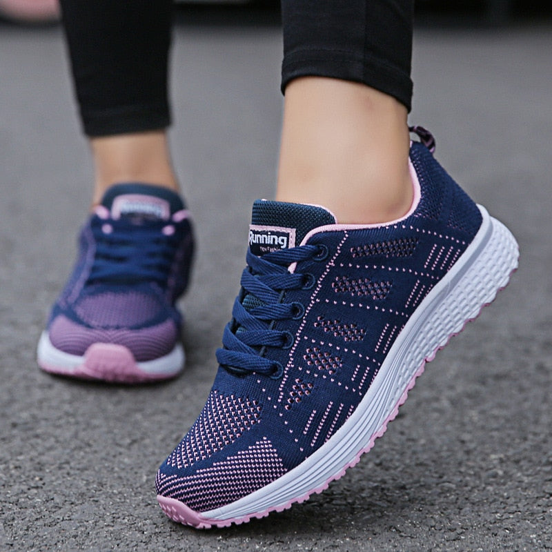 Breathable Walking Mesh Flat Sneakers Women