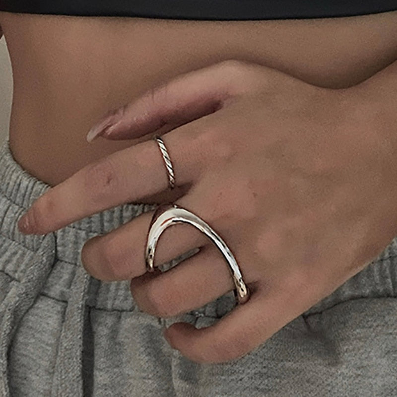 Foxanry INS Fashion Stamp Finger Rings Charm Women Irregular Simple Geometric Birthday Party Jewelry Gifts - Jeglowstore
