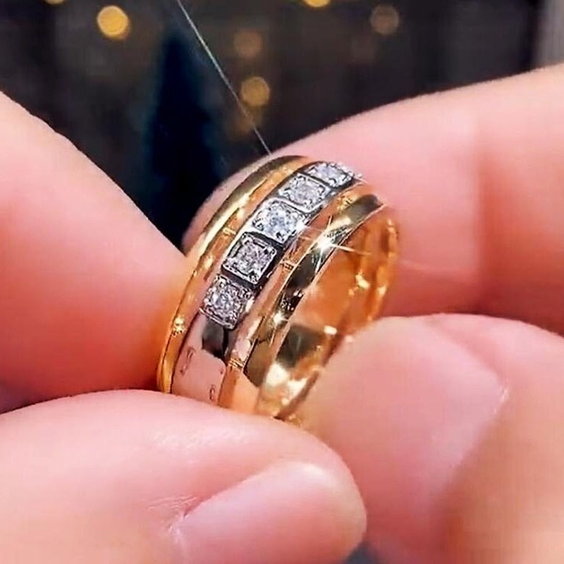 CAOSHI Trendy Female Wedding Bands with Two Tone Design Fashionable Design Engagement Ceremony Accessories Promise Jewelry Gift