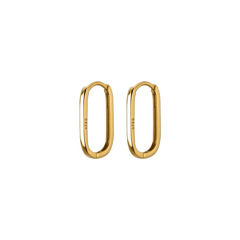 WANTME 925 Sterling Silver Simple Oval Glossy Huggies Ear Buckle for Women Fashion Bohemian European piercing Earrings Jewelry