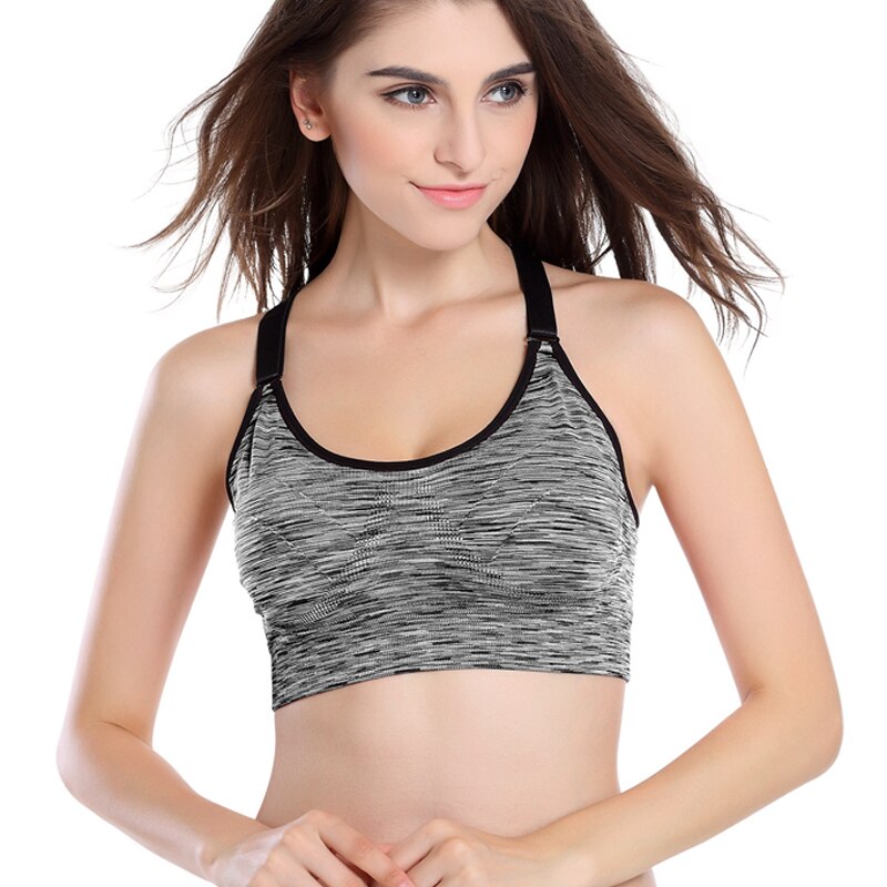 WANAYOU Women Sports Bra,Adjustable Spaghetti Strap Padded Top For Fitness Running Gym Athletic,Seamless Yoga Sports Bra Top