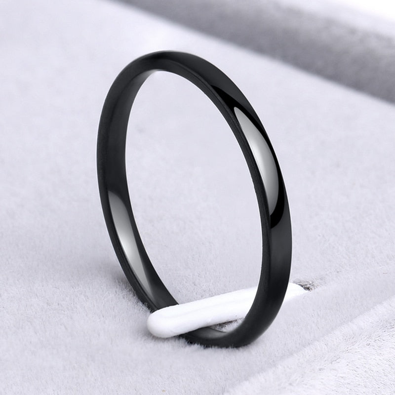 CACANA Stainless Steel Rings Rose Gold Color Anti-allergy Smooth Simple Wedding Couples Rings Bijouterie