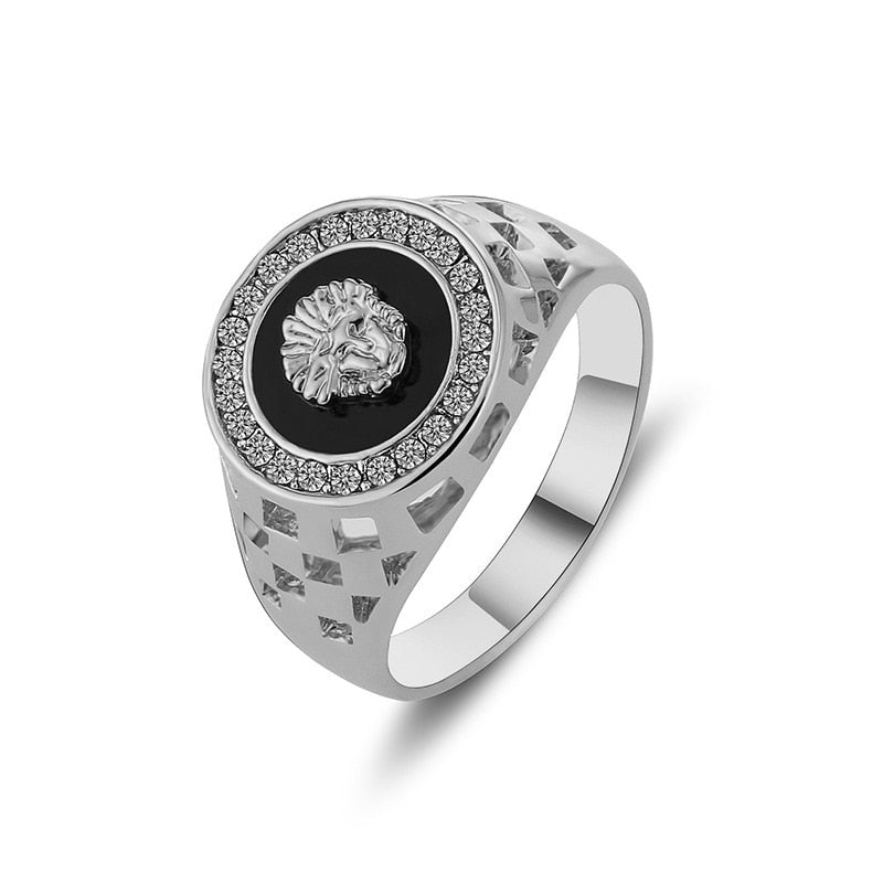 NurmWung Korean Creative Medusa Ring for Men Inlaid With Zircon Fashion Domineering Rings Female Punk Style Jewelry Gifts
