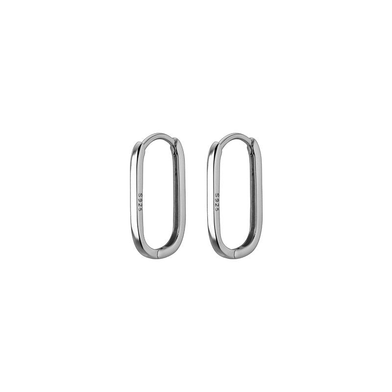 WANTME 925 Sterling Silver Simple Oval Glossy Huggies Ear Buckle for Women Fashion Bohemian European piercing Earrings Jewelry