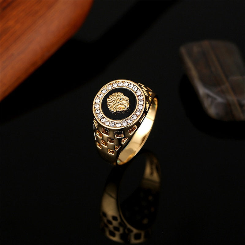 NurmWung Korean Creative Medusa Ring for Men Inlaid With Zircon Fashion Domineering Rings Female Punk Style Jewelry Gifts