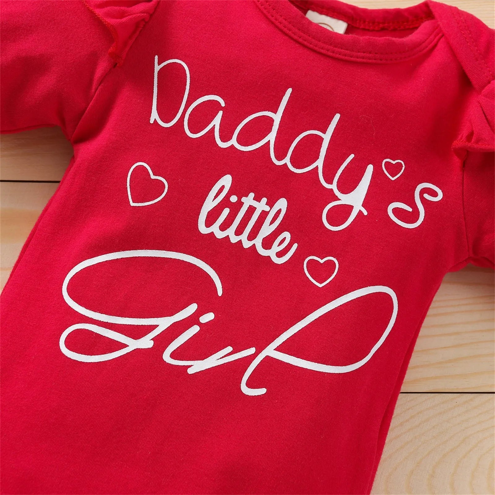 3pcs Newborn Baby Clothes Girls Cotton Ruffle Letter Romper +Pants +Hairband Set Infant Baby Outfit Fall Girl Clothing 3 6 9 12M