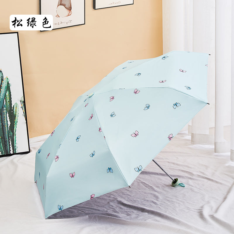 Paradise Ultra-Light Capsule Umbrella Sun Umbrella Umbrella Women's Sunny and Rain Dual-Use Five-Fold Umbrella Sun Protection UV Protection Small Portable