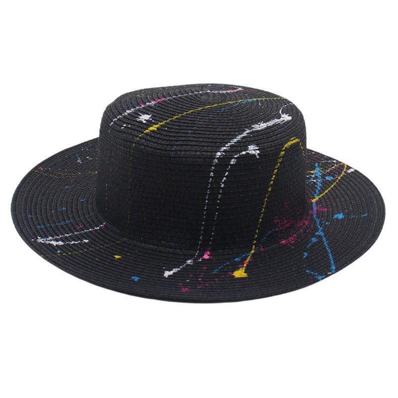 Sun Hat Green Summer Beach Flat Straw Hat