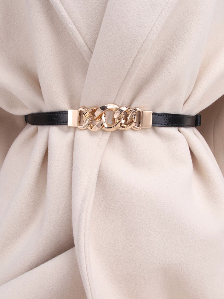 Women's Metal Simplicity Sweater Punch-Free Leather Belt - Jeglowstore