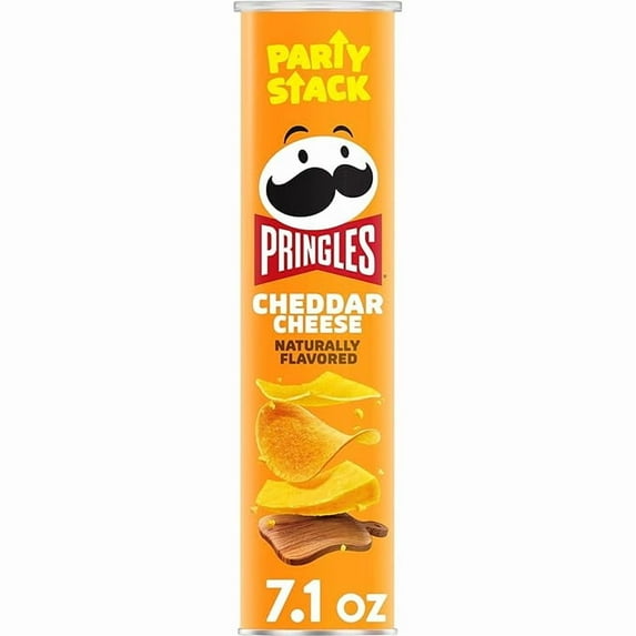 Pack of 1 Pringles Potato Crisps Chips, Lunch Snacks, On-The-Go Snacks, Party Stack, Cheddar Cheese, 7.1oz Can (1 Can)