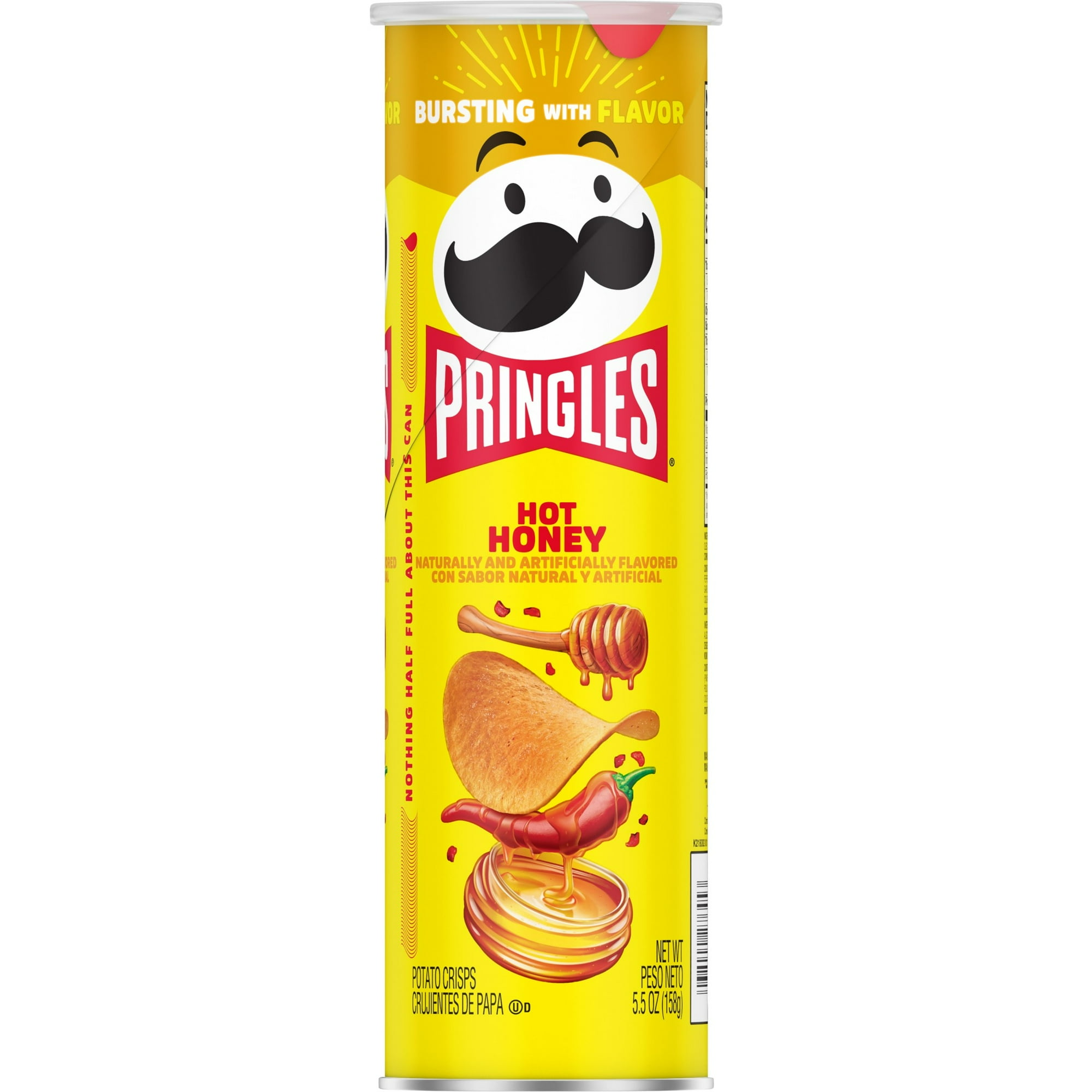 (14 pack) Pringles Hot Honey Potato Crisps Chips, Lunch Snacks, 5.5 oz Canister