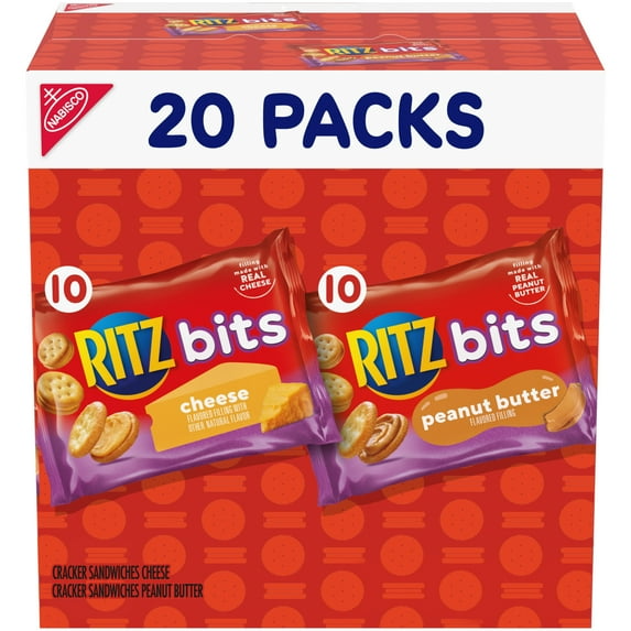 Ritz Bits Cheese And Ritz Bits Peanut Butter Cracker Sandwiches Variety Pack, 20 Snack Packs