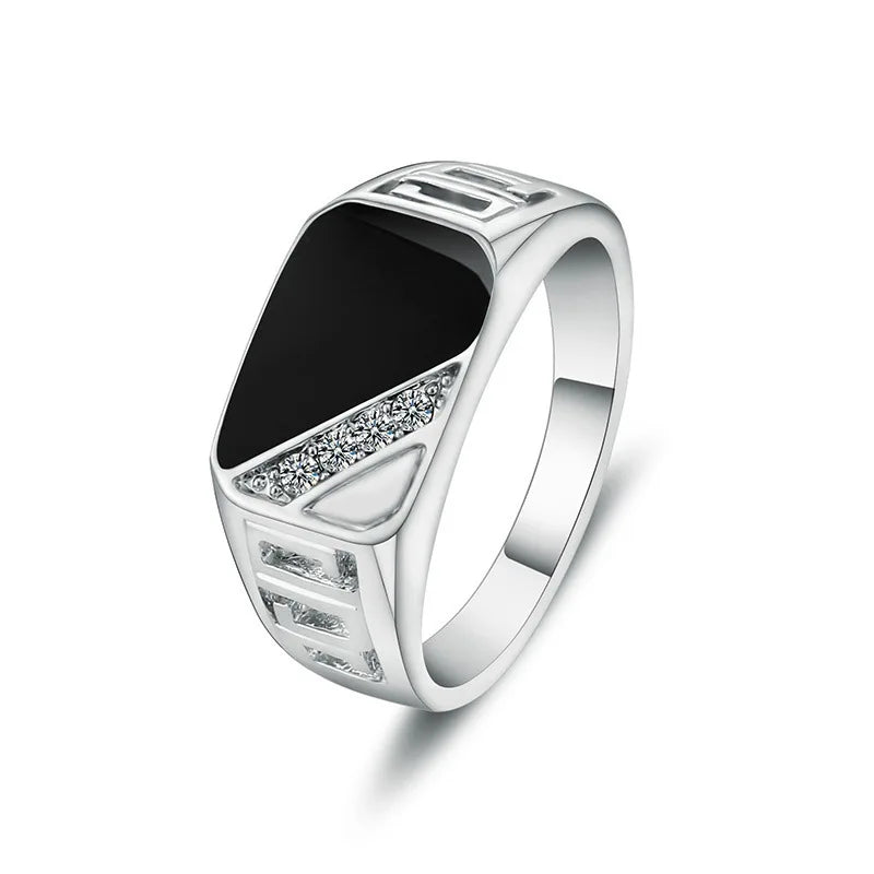 Men’s Square CZ Stainless Steel Ring - Jeglowstore