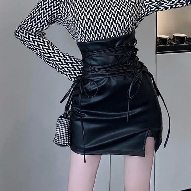 Slim Fit Leather Club Mini Skirt - Jeglowstore