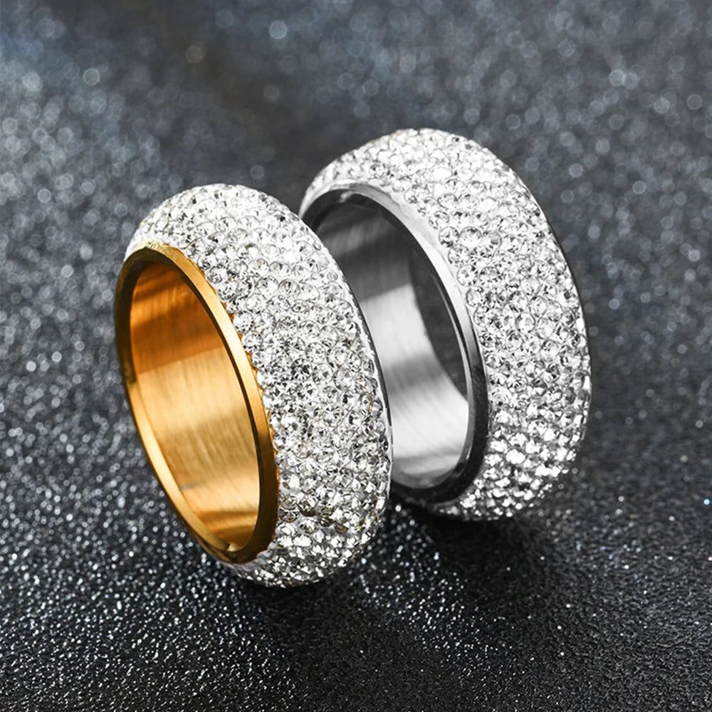 Hip Hop Stainless Steel Ring with Cubic Zirconia - Jeglowstore
