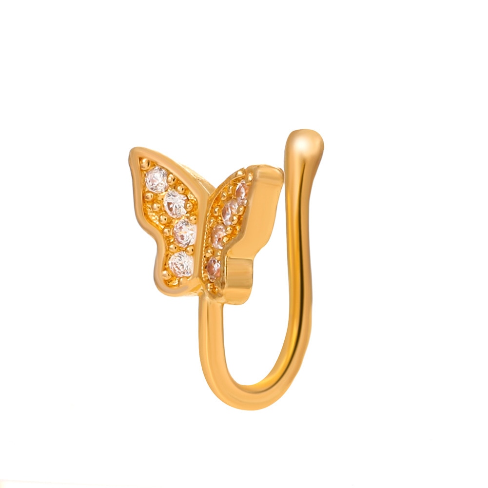 1 Pcs butterfly Non Pierced Without Hole Nose Ring Clip On Nose Hoop Ring Fake Piercings Ear Cuff Tragus Earrings Cartilage