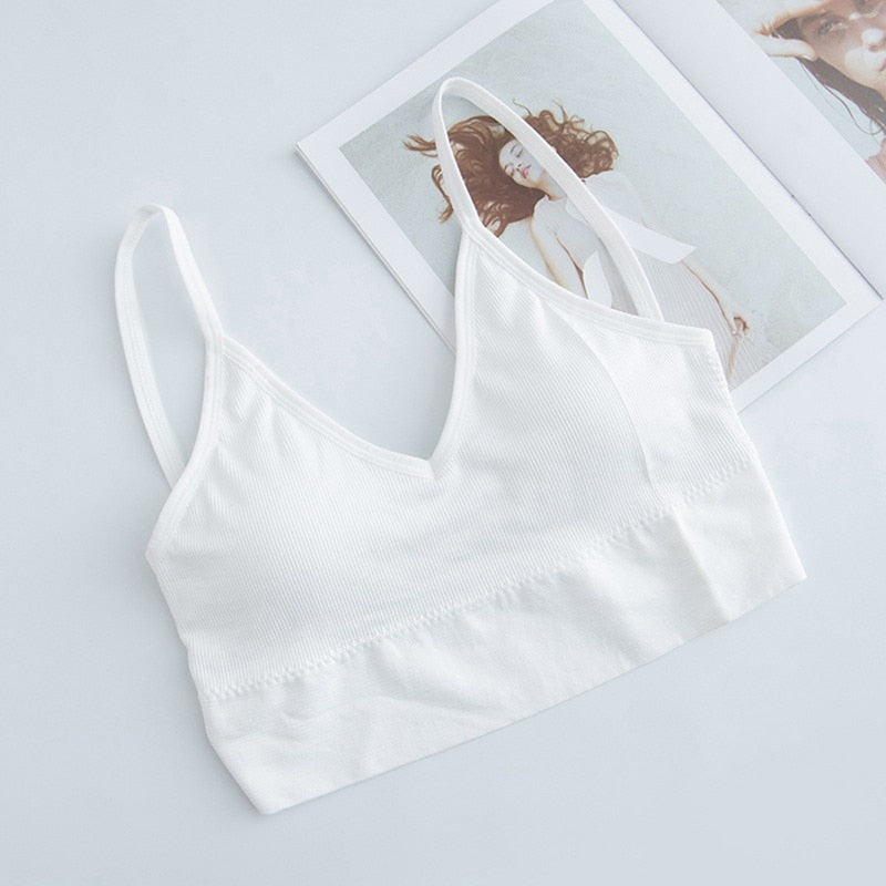 Women Sexy Crop Tops Sports Bra Female Tube Tops Sleeveless Camis Seamless Lingerie Tee Bra Bandeau Crop Top Tanks