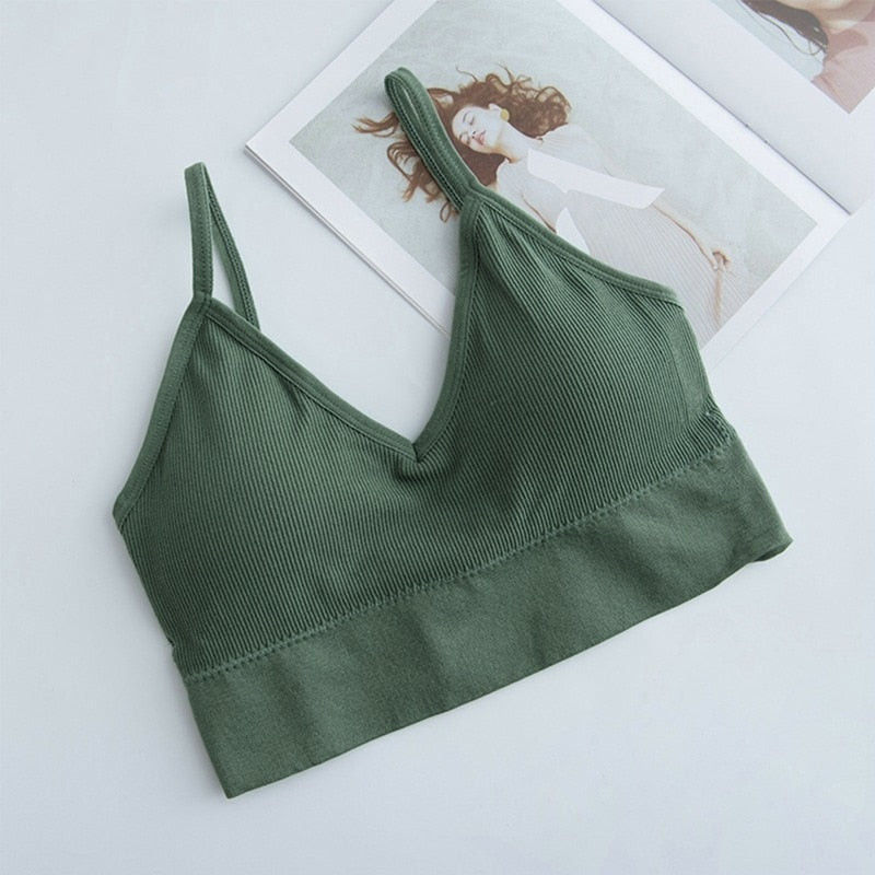 Women Sexy Crop Tops Sports Bra Female Tube Tops Sleeveless Camis Seamless Lingerie Tee Bra Bandeau Crop Top Tanks