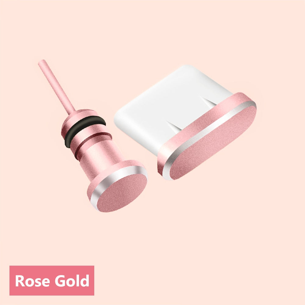 Anti Dust Plug Type C Phone Charging Port 3.5mm Earphone Jack USB C Dust Plug For Samsung Huawei Redmi Phone Accessories