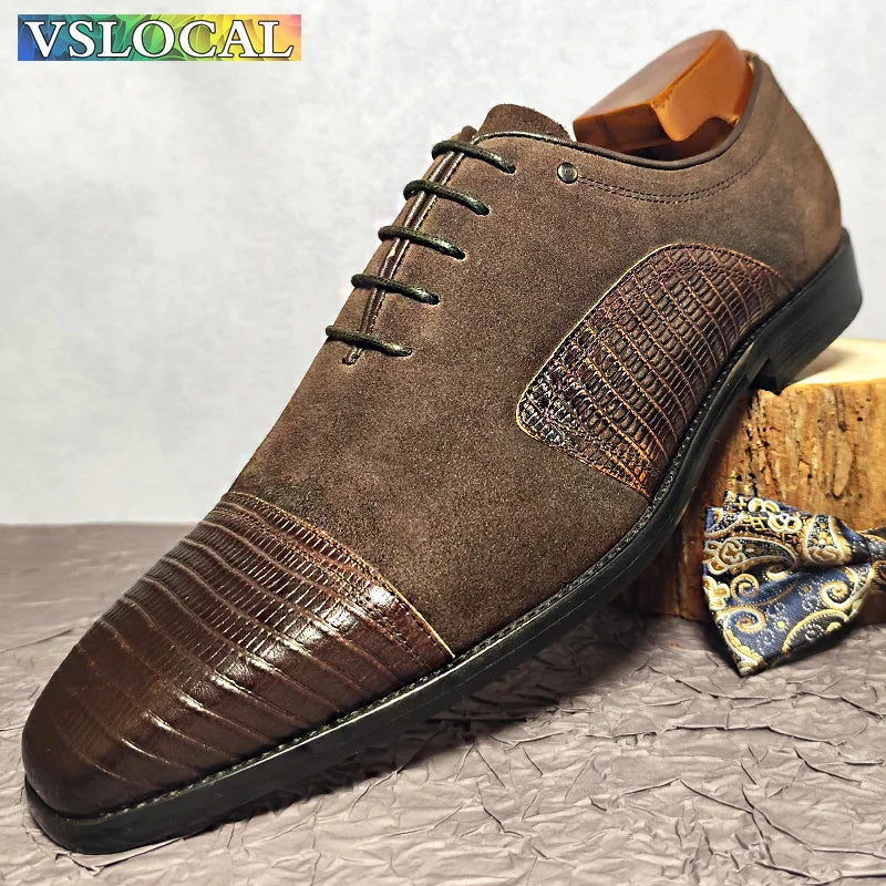 Men’s Leather Cap Toe Oxford Shoes - Jeglowstore