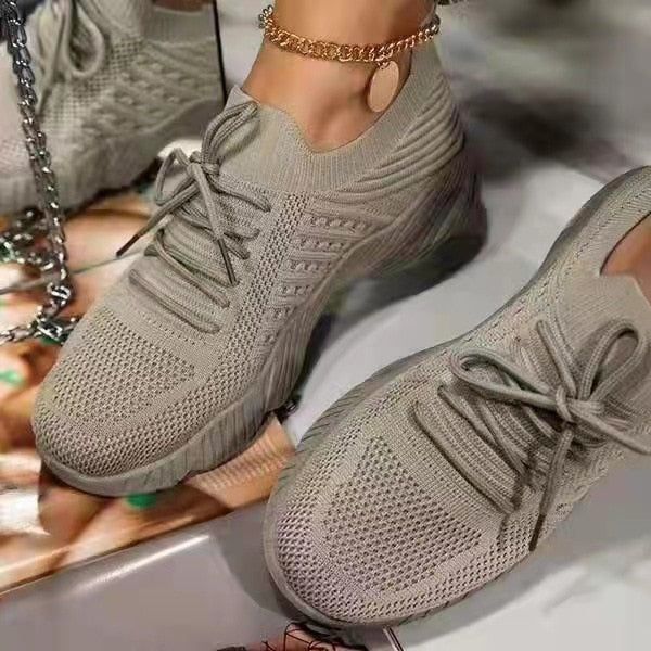 Mesh Breathable Women Casual Sneakers Lace-up Vulcanized - Jeglowstore