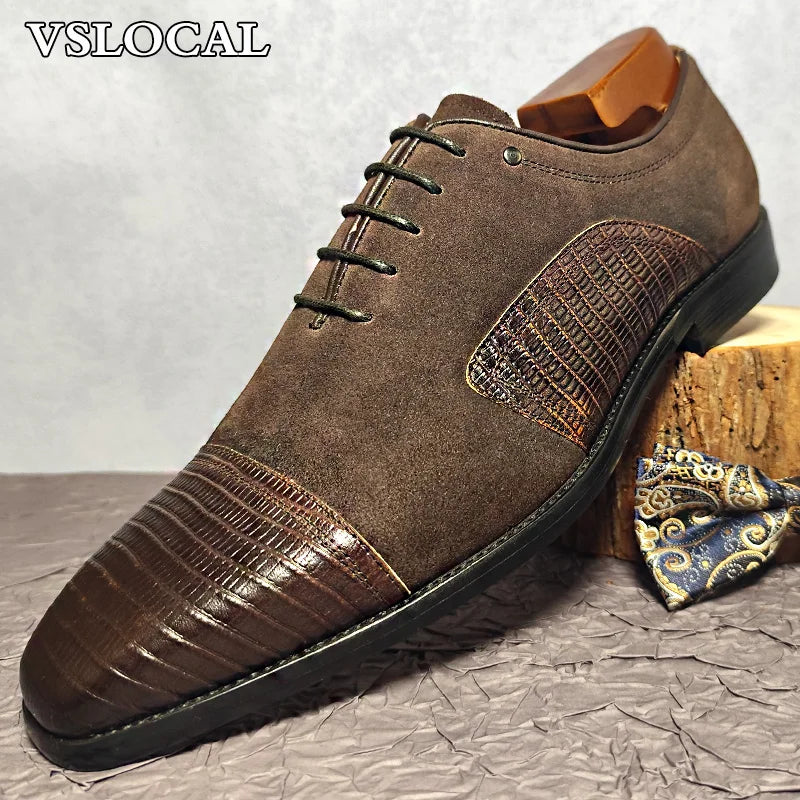 Men’s Leather Cap Toe Oxford Shoes - Jeglowstore