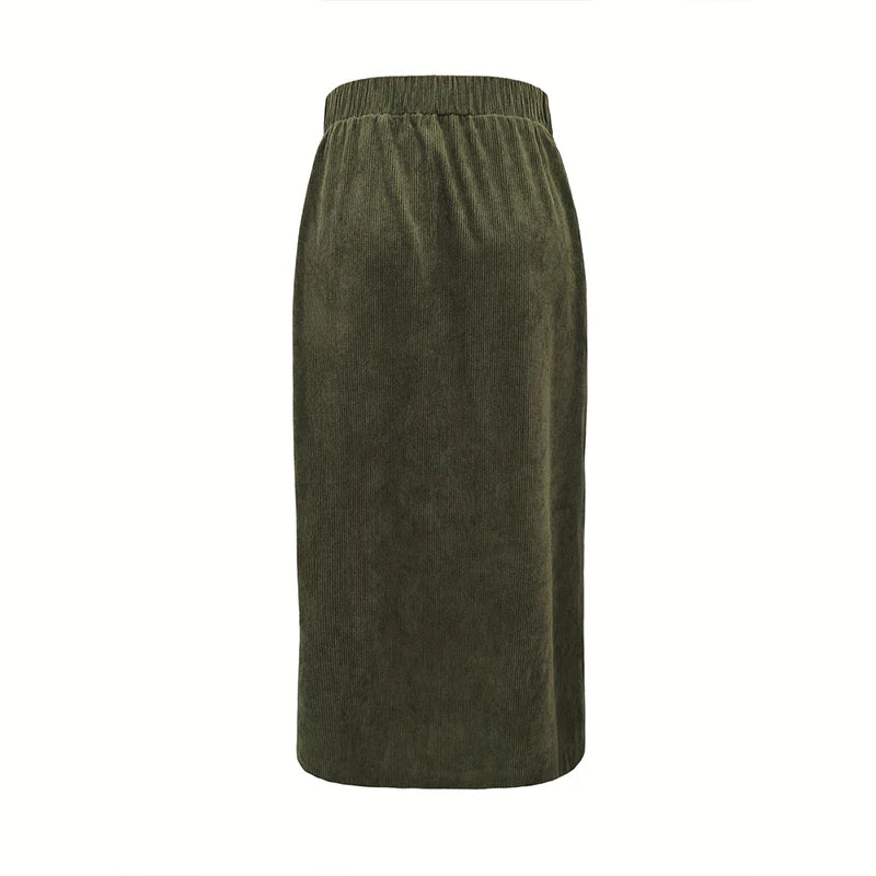 Vintage Green High Waist Midi Skirt - Jeglowstore