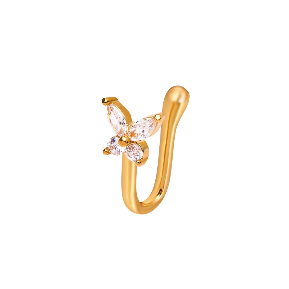 1 Pcs butterfly Non Pierced Without Hole Nose Ring Clip On Nose Hoop Ring Fake Piercings Ear Cuff Tragus Earrings Cartilage