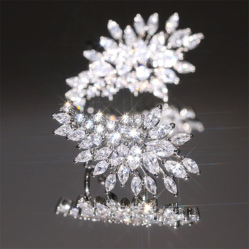 Huitan Gorgeous Women's Stud Earrings Full with Dazzling CZ Stone Sparkling Ear Piercing Earrings Party Jewelry Drop Shipping