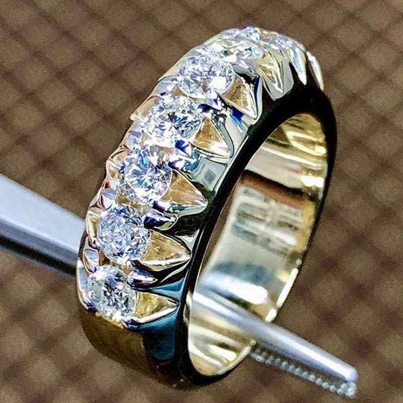 CAOSHI Trendy Female Wedding Bands with Two Tone Design Fashionable Design Engagement Ceremony Accessories Promise Jewelry Gift