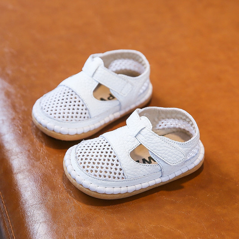 Baby Girls Boys Summer Sandals Infant Anti-collision Toddler Shoes Soft Bottom Genuine Leather Kids Children Beach Sandals