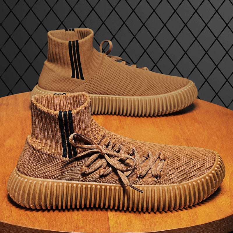 Fujeak Fashion Men Sneakers Mesh Breathable Casual Shoes Mens Outdoor Sport Shoes Lightweight Vulcanize Shoes Walking Sock Boots