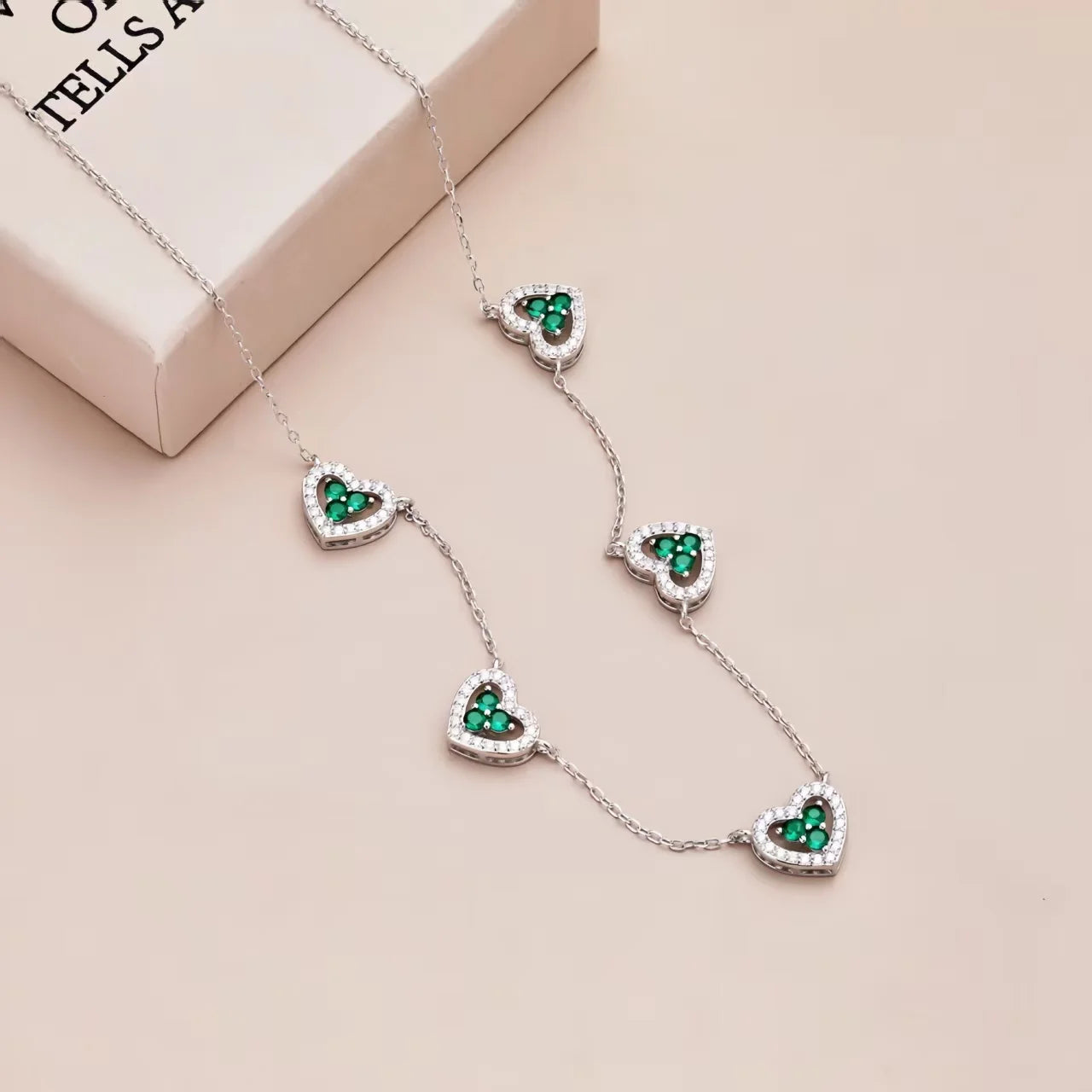 Sterling Silver Five Heart Pendant Necklace - Jeglowstore