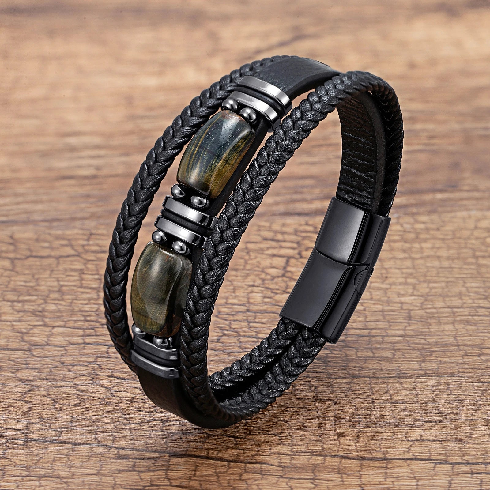 Multilayer Tiger Eye Leather Bracelet - Jeglowstore