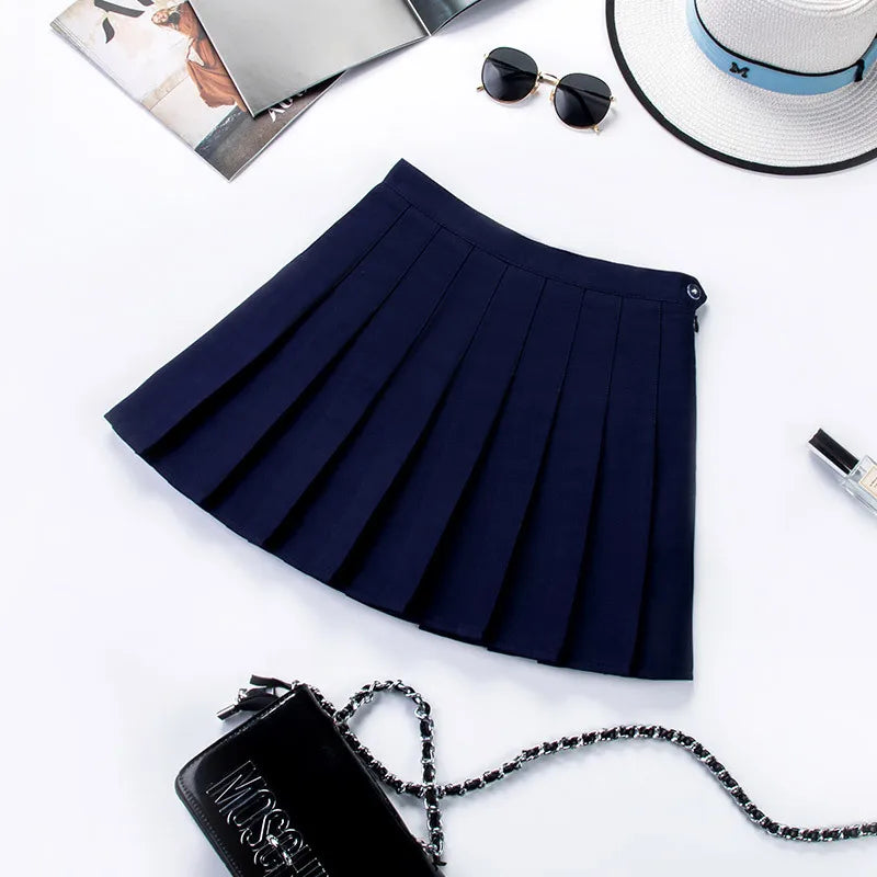 High Waist Plaid Pleated Mini Skirt with Zipper - Jeglowstore
