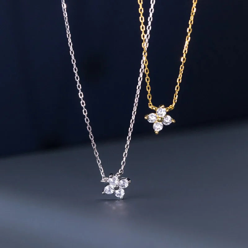 Sterling Silver Four Leaf Charm Necklace - Jeglowstore