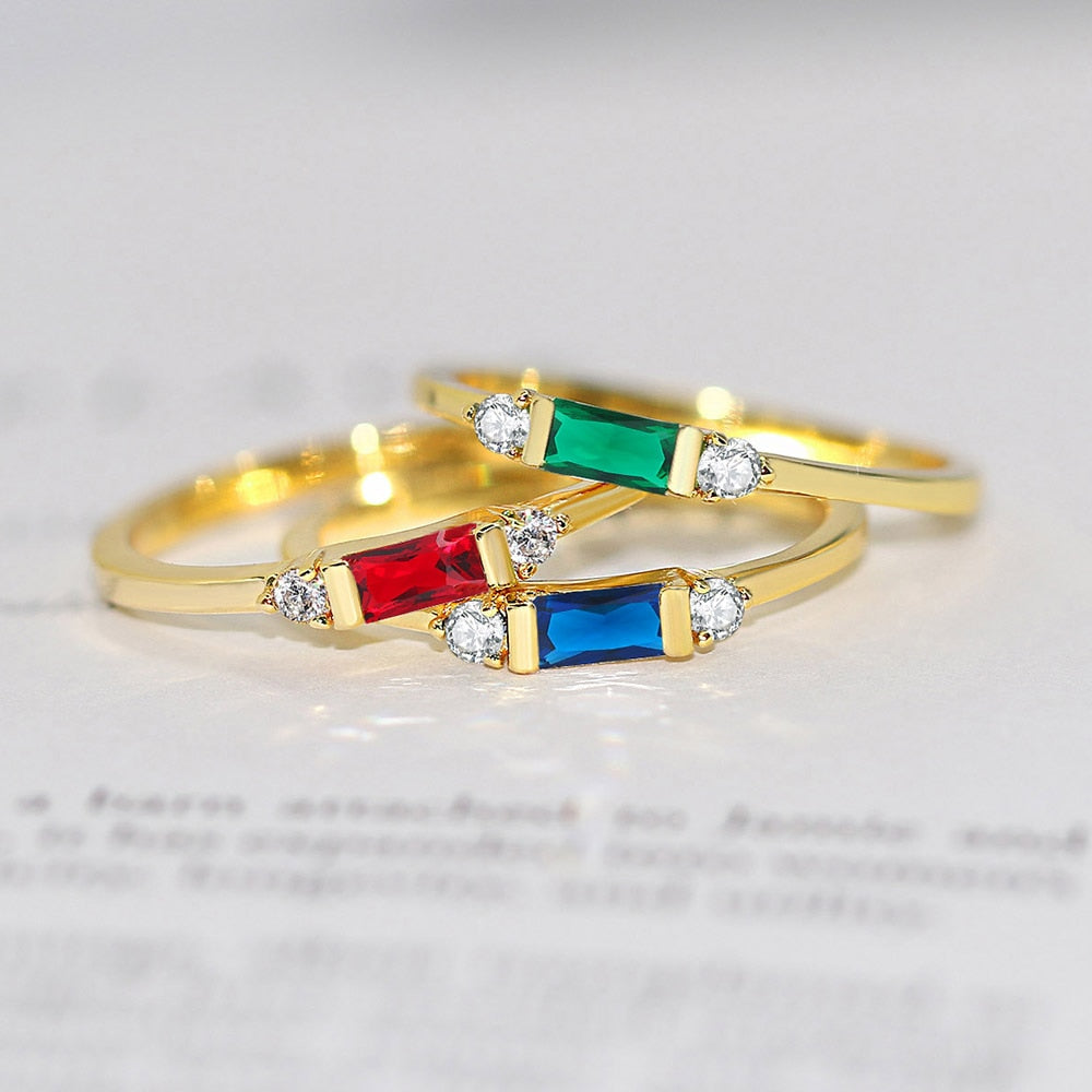 Thin Dainty Stacking Rings For Women Elegant Mini 3 Color Crystal Zircon Tiny Eternity Stacking Ring Fashion Jewelry KCR065