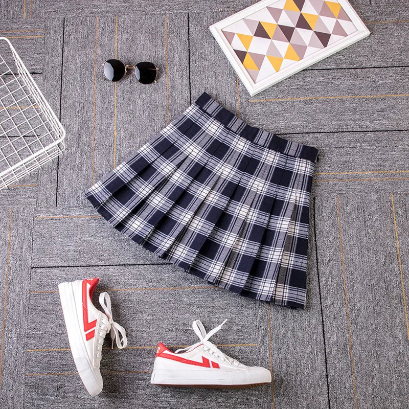 Plaid High Waist Pleated Skirt - Jeglowstore