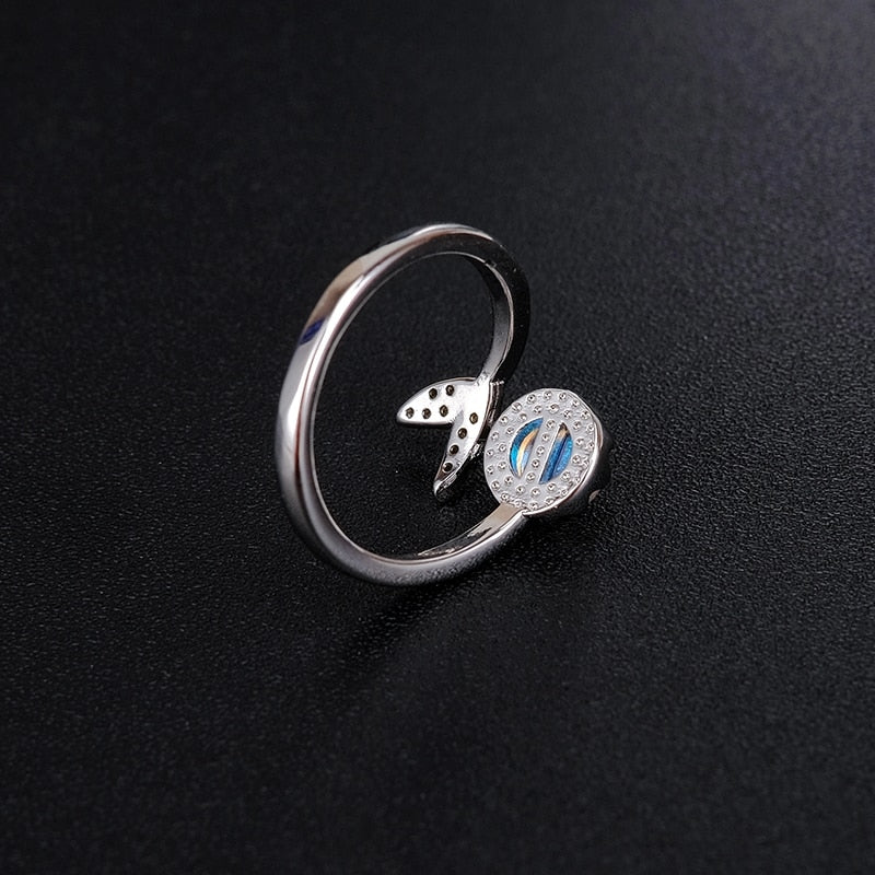 Ekopdee Trendy Silber Farbe Nette Ozean Fisch Meerjungfrau Schwanz Ringe Für Frauen Hochzeit Engagement Kristall Finger Ring Schmuck Party