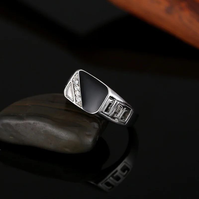 Men’s Square CZ Stainless Steel Ring - Jeglowstore