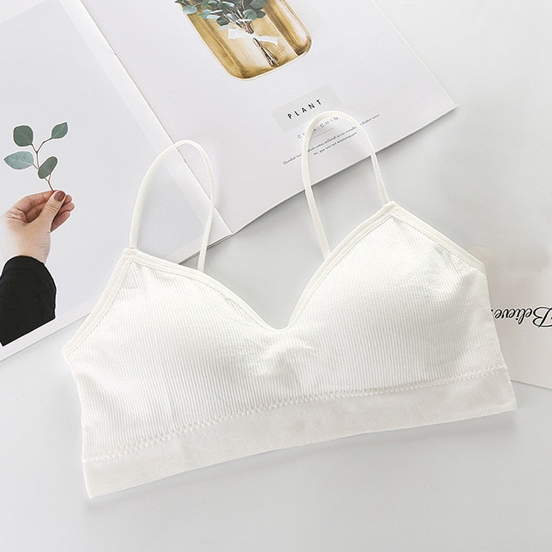 Women Sexy Crop Tops Sports Bra Female Tube Tops Sleeveless Camis Seamless Lingerie Tee Bra Bandeau Crop Top Tanks