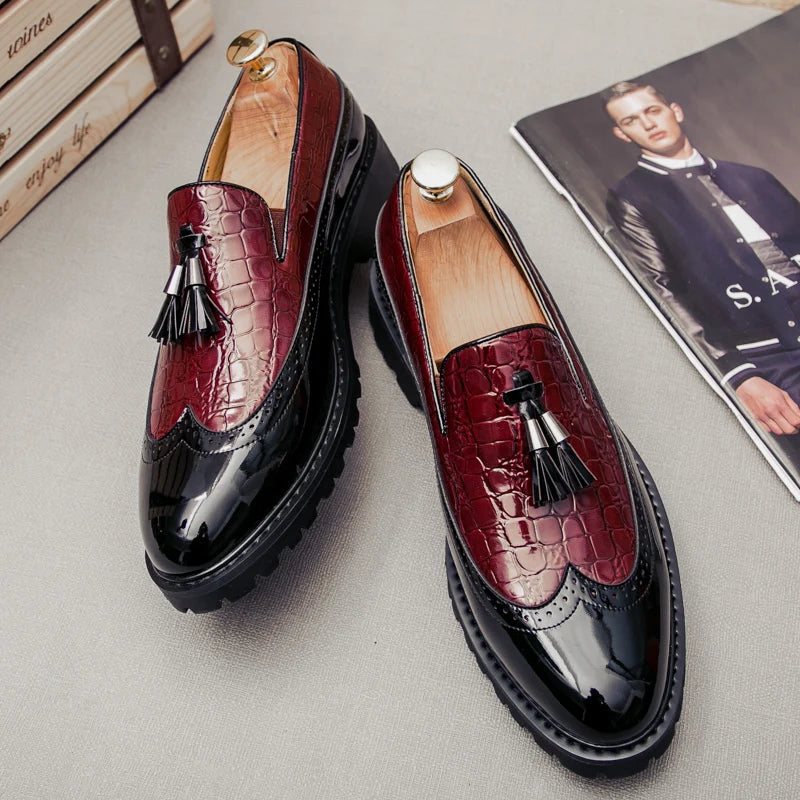 Men’s Business Casual Croc Print Shoes - Jeglowstore