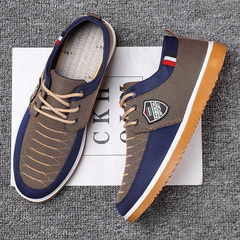 New Men's Canvas Shoes Lightweight Sports Shoes Casual Mesh Breathable Vulcanized Shoes Classic Fashion Lace Up Work Shoes 2023